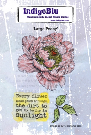 Large Peony A6 Red Rubber Stamp